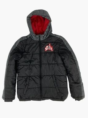 Jordan Jumpman Air Puffer Jacket Black Gray Boys 10 Sporty Streetwear